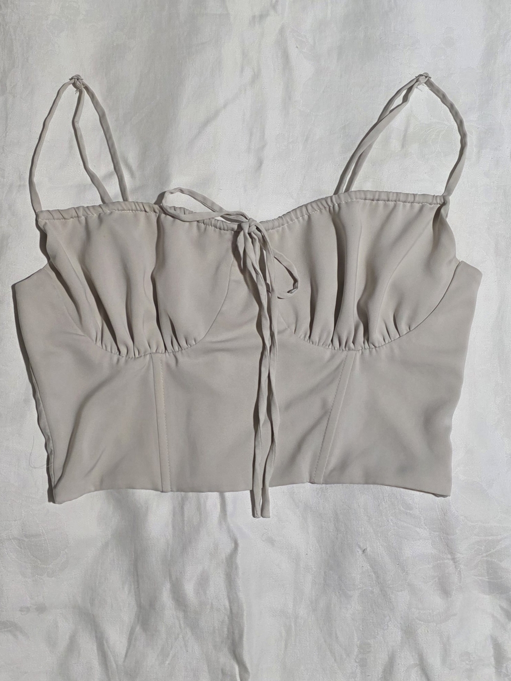 Elegant Cream Bustier Cami with Front Tie